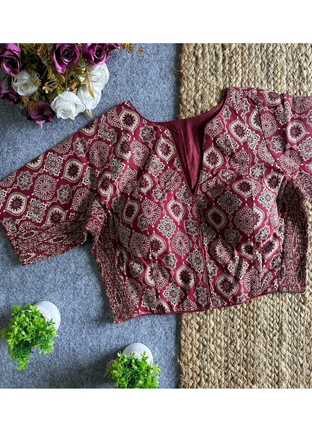 Tew Pure Ajrakh Print Cotton Elastic Blouses